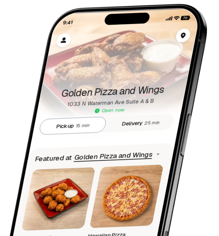 Golden Pizza and Wings app preview