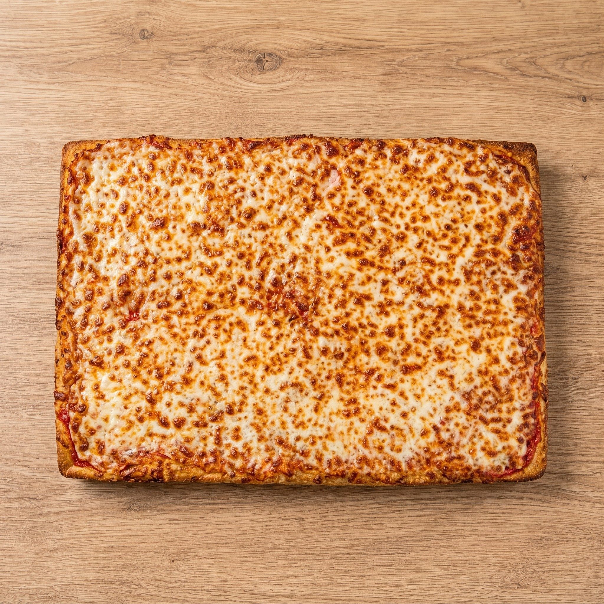 Sicilian Style Deep Dish Cheese Pizza with One Topping.